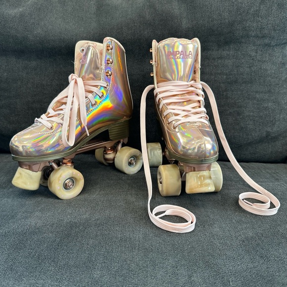 IMPALA Holographic Roller Skates, Marawa Pink Rose Gold Retro Disco Y2K - Size 8 - Picture 6 of 15